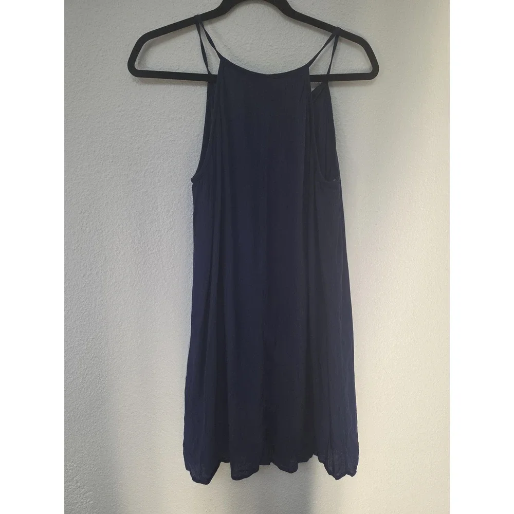 Lily Rose Mini Dress M Navy Sleeveless V-Neck Solid Boho Sundress NWT